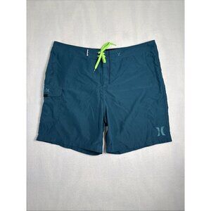 Hurley Swim Trunks Adult 38 Green Bathing Suit Board Shorts Swimming Mens